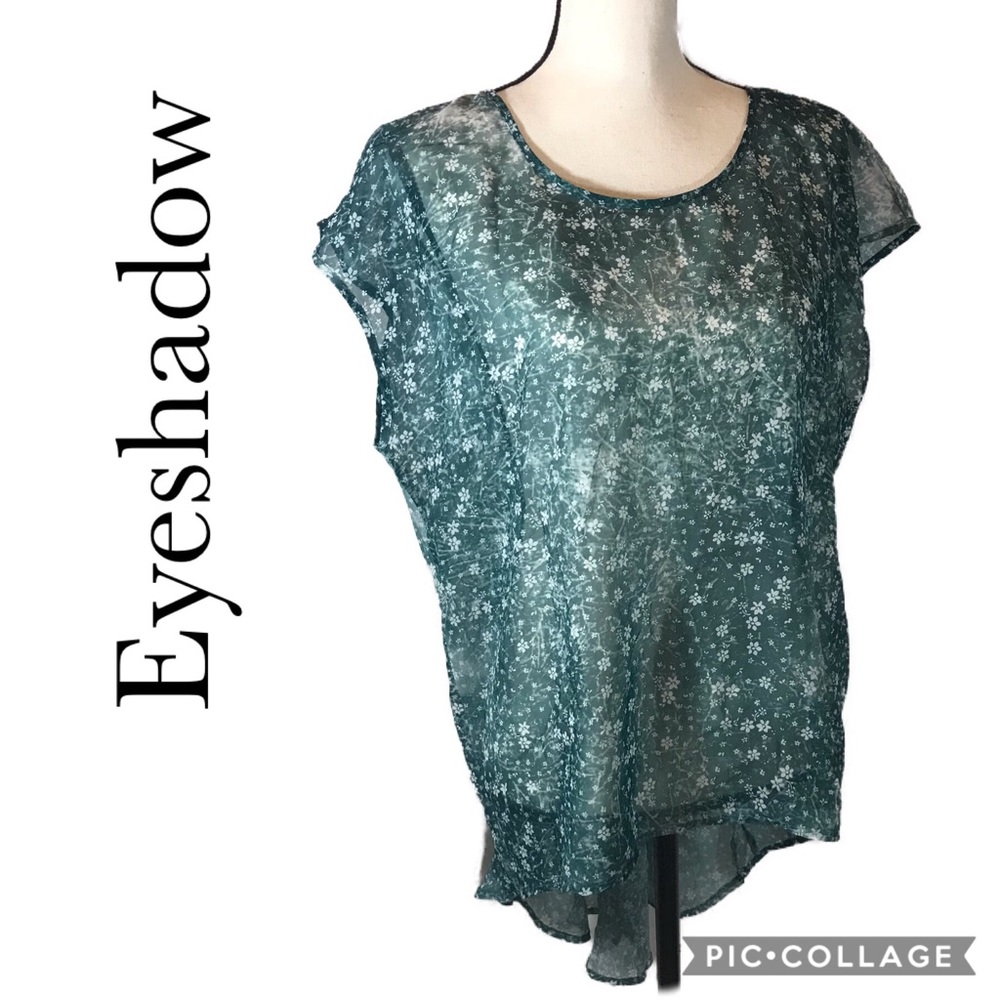 Eyeshadow floral high low sheer top XL